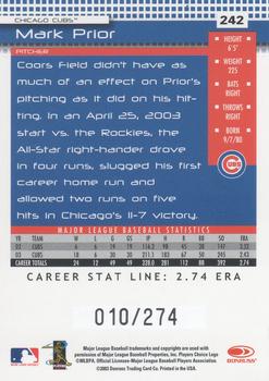 2004 Donruss - Stat Line Career #242 Mark Prior Back