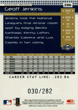 2004 Donruss - Stat Line Career #296 Geoff Jenkins Back