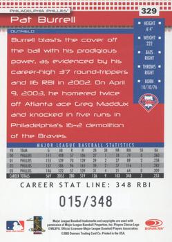 2004 Donruss - Stat Line Career #329 Pat Burrell Back