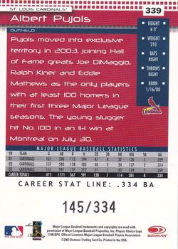 2004 Donruss - Stat Line Career #339 Albert Pujols Back