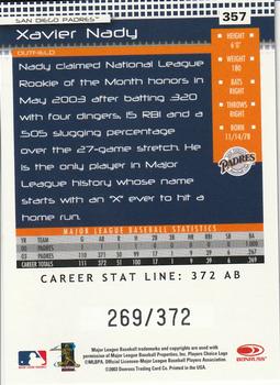 2004 Donruss - Stat Line Career #357 Xavier Nady Back