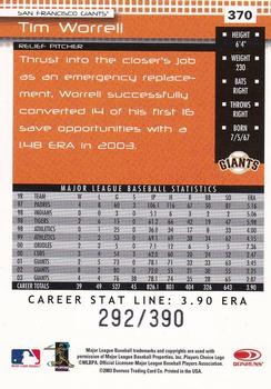 2004 Donruss - Stat Line Career #370 Tim Worrell Back