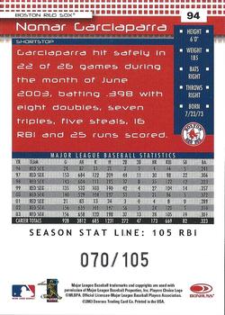 2004 Donruss - Stat Line Season #94 Nomar Garciaparra Back