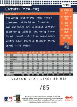 2004 Donruss - Stat Line Season #119 Dmitri Young Back