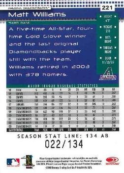 2004 Donruss - Stat Line Season #221 Matt Williams Back