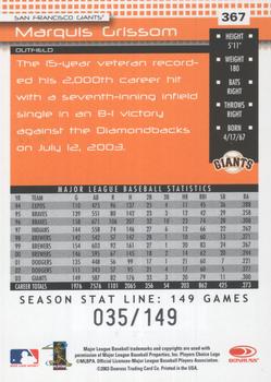 2004 Donruss - Stat Line Season #367 Marquis Grissom Back