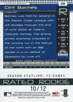 2004 Donruss - Stat Line Season #35 Clint Barmes Back