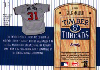 2004 Donruss - Timber & Threads #TT-9 Greg Maddux Back