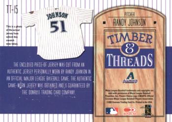 2004 Donruss - Timber & Threads #TT-15 Randy Johnson Back