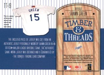 2004 Donruss - Timber & Threads #TT-19 Shawn Green Back