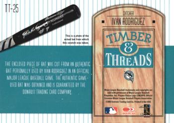 2004 Donruss - Timber & Threads #TT-25 Ivan Rodriguez Back
