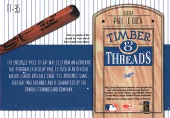 2004 Donruss - Timber & Threads #TT-35 Paul Lo Duca Back