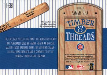2004 Donruss - Timber & Threads #TT-38 Sammy Sosa Back