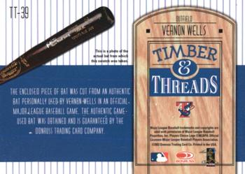 2004 Donruss - Timber & Threads #TT-39 Vernon Wells Back