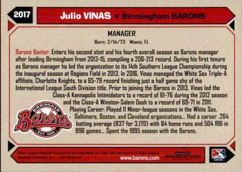 2017 Grandstand Birmingham Barons #NNO Julio Vinas Back
