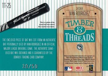 2004 Donruss - Timber & Threads Studio Series #TT-25 Ivan Rodriguez Back