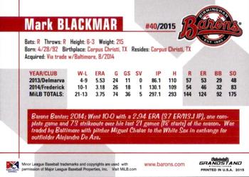 2015 Grandstand Birmingham Barons #NNO Mark Blackmar Back