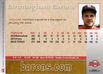 2012 Grandstand Birmingham Barons #NNO Erik Morrison Back