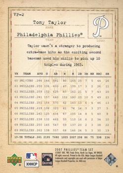 2007 Upper Deck Philadelphia Phillies Alumni Night - Vintage Phillies #VP-2 Tony Taylor Back