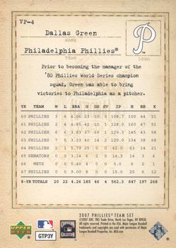 2007 Upper Deck Philadelphia Phillies Alumni Night - Vintage Phillies #VP-4 Dallas Green Back