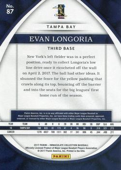 2017 Panini Immaculate Collection - Red #87 Evan Longoria Back