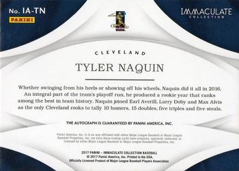 2017 Panini Immaculate Collection - Immaculate Autographs #IA-TN Tyler Naquin Back