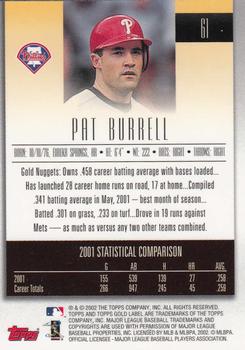 2002 Topps Gold Label #61 Pat Burrell Back