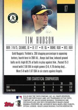 2002 Topps Gold Label #87 Tim Hudson Back