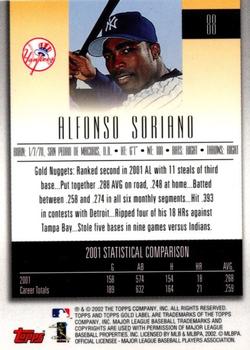 2002 Topps Gold Label #88 Alfonso Soriano Back