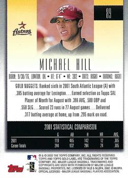 2002 Topps Gold Label #89 Michael Hill Back