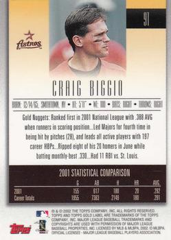 2002 Topps Gold Label #91 Craig Biggio Back
