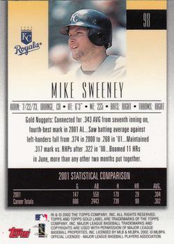 2002 Topps Gold Label #98 Mike Sweeney Back