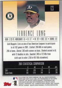 2002 Topps Gold Label #123 Terrence Long Back