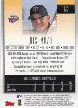 2002 Topps Gold Label #126 Luis Maza Back