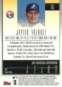 2002 Topps Gold Label #156 Javier Vazquez Back