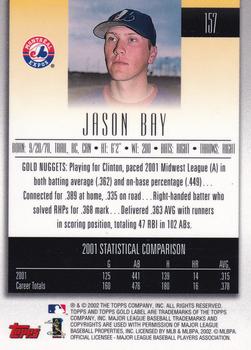 2002 Topps Gold Label #157 Jason Bay Back