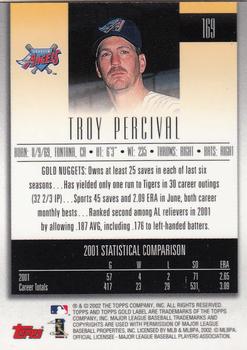 2002 Topps Gold Label #169 Troy Percival Back