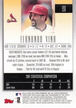 2002 Topps Gold Label #198 Fernando Vina Back