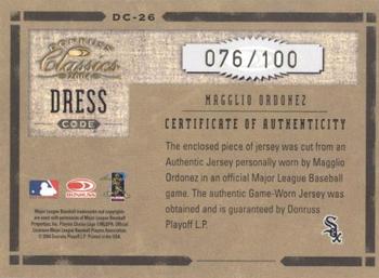 2004 Donruss Classics - Dress Code Jersey Number #DC-26 Magglio Ordonez Back