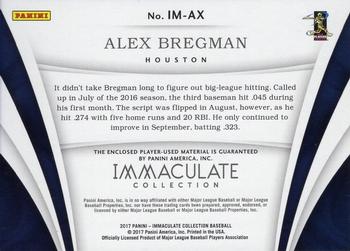2017 Panini Immaculate Collection - Immaculate Material Gold #IM-AX Alex Bregman Back