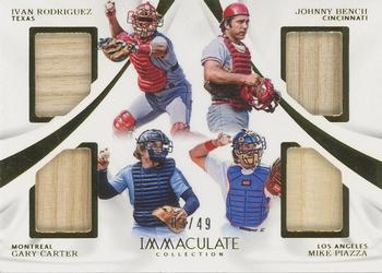 2017 Panini Immaculate Collection - Immaculate Quad Players #IQP-RBCP Ivan Rodriguez / Johnny Bench / Gary Carter / Mike Piazza Front