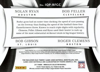 2017 Panini Immaculate Collection - Immaculate Quad Players #IQP-RFGC Nolan Ryan / Bob Feller / Bob Gibson / Roger Clemens Back