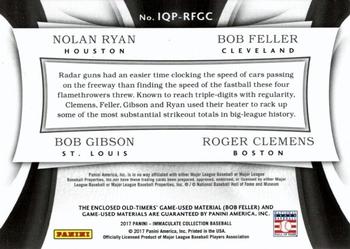 2017 Panini Immaculate Collection - Immaculate Quad Players Platinum #IQP-RFGC Nolan Ryan / Bob Feller / Bob Gibson / Roger Clemens Back