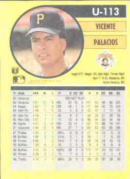 1991 Fleer Update #U-113 Vicente Palacios Back