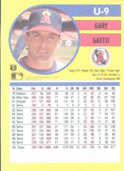 1991 Fleer Update #U-9 Gary Gaetti Back