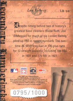 2004 Donruss Classics - Legendary Lumberjacks #LB-50 Lou Gehrig Back