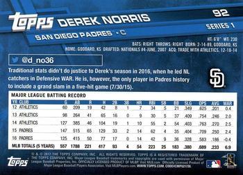 2017 Topps - All-Star Game 2017 #92 Derek Norris Back