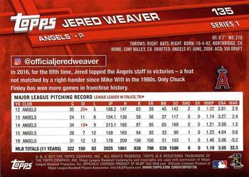 2017 Topps - All-Star Game 2017 #135 Jered Weaver Back