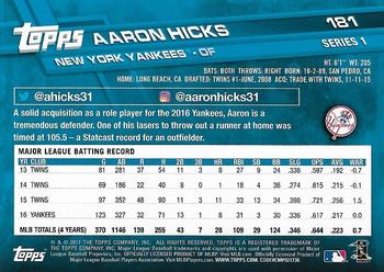 2017 Topps - All-Star Game 2017 #181 Aaron Hicks Back