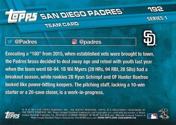 2017 Topps - All-Star Game 2017 #192 San Diego Padres Back